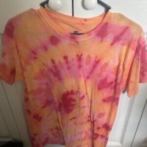 Tee Shirt- Lg Hanes - orange -red-gold tie dyed short sleeve -new